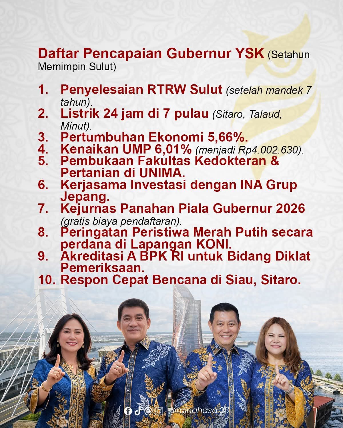 SETAHUN YSK: ARSITEK TRANSFORMASI DAN PENJAGA STABILITAS Sulawesi Utara