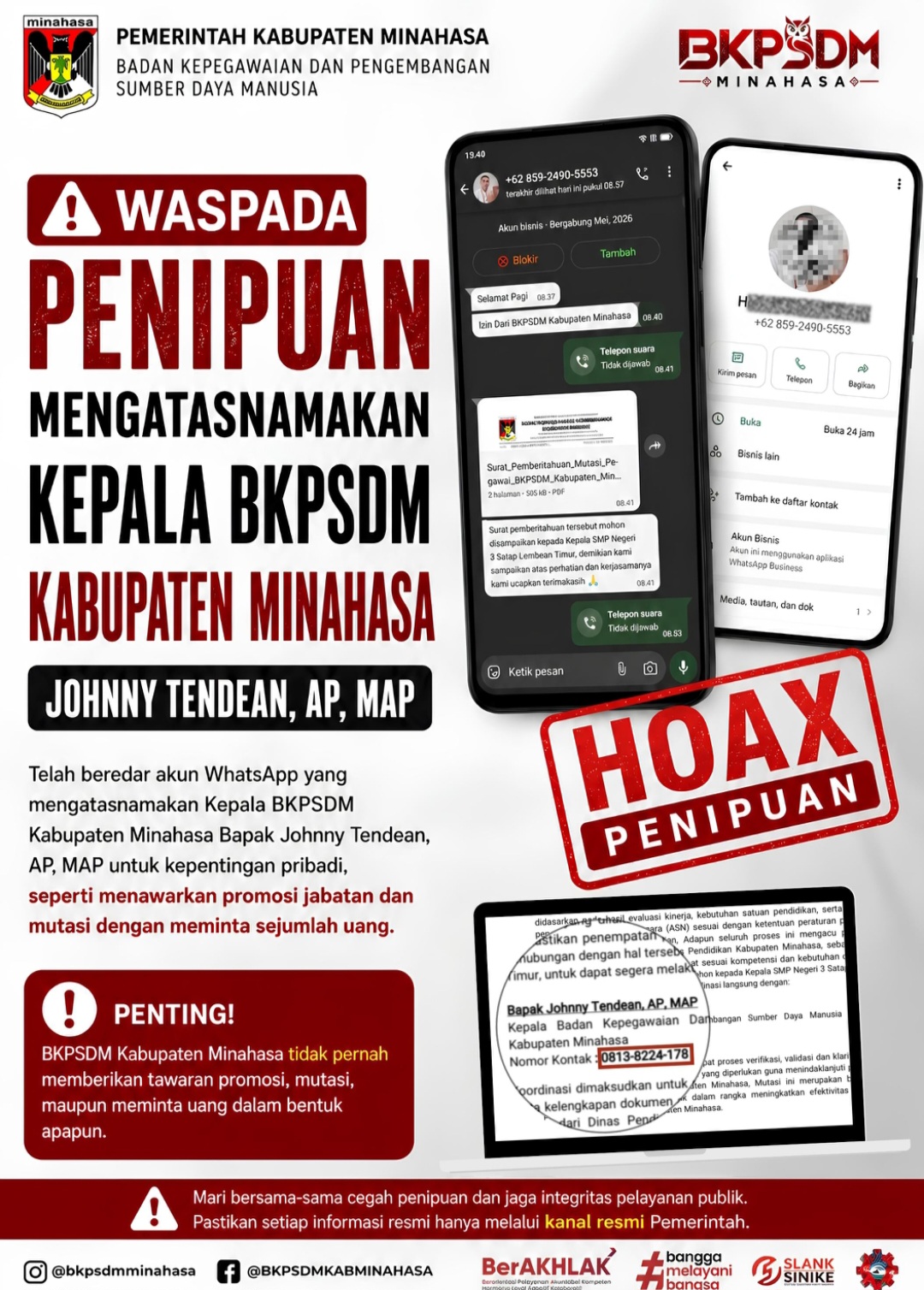Alarm Birokrasi Dibunyikan, Pemkab Minahasa Tutup Celah Penipuan Modus Jual-Beli Jabatan Berkedok Mutasi dan Promosi