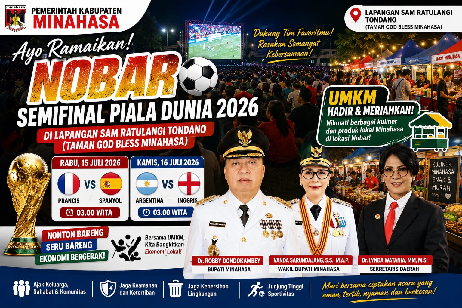 Minahasa Menyatu di Bawah Panji Kebersamaan, RD–VaSung Jadikan Nobar Piala Dunia Motor Ekonomi Rakyat